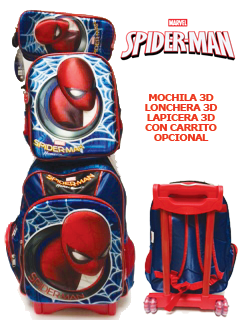 Combo de mochila, lonchera y lapicera con el personaje Spiderman